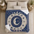 thumbnail image 5 of Celestial Zodiac Sun Face Illustration Mystical Blue, Festive Holiday Scene, Warm Flannel Blanket for Living Room and Reading Nook, Art Lovers Christmas Gift, Festive Home Decor, 5 of 9