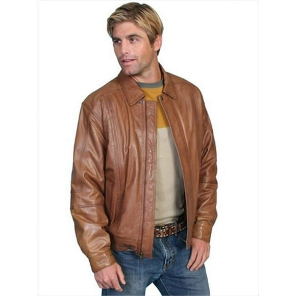 Scully 978-10-XXL Mens Leather Wear Jacket- Cognac Soft Lamb - Xxl