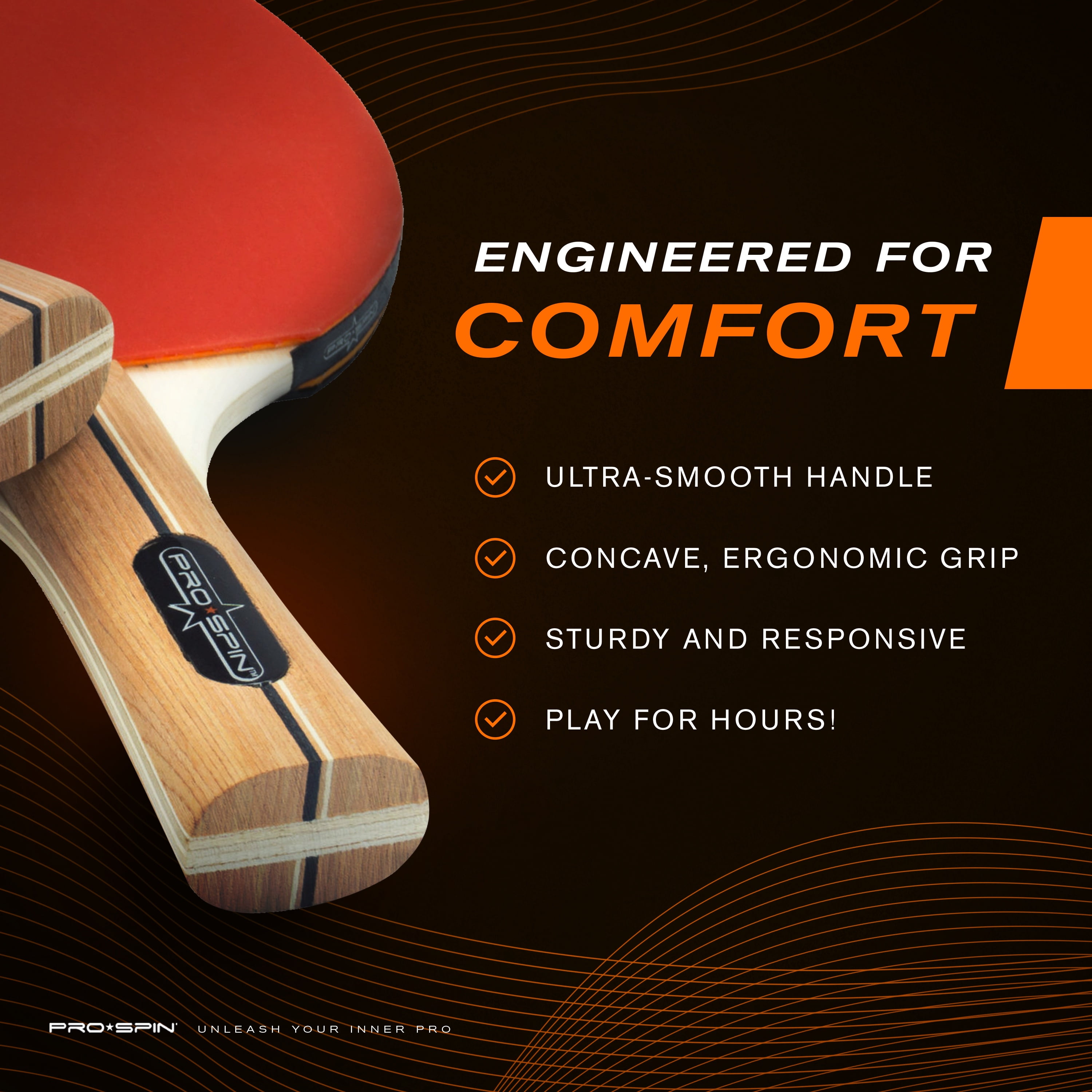 Buy PROSPIN Ping Pong Paddles, 4Player Set, HighPerformance Table