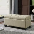 thumbnail image 4 of Modern Fabric-Upholstered Rectangular Storage Ottoman Bench - Beige, 4 of 7