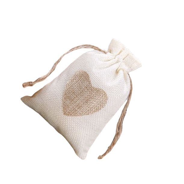 Bolsa de arpillera con cordón para regalo Kearding pequeño organizador de joyería color crema