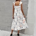 thumbnail image 4 of LWavelet Women's Square Neck Ruffle Strap Bunny & Easter Egg Print Tiered Midi Dress for Easter & Casual Wear Light Gray 2XL, 4 of 5