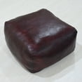 thumbnail image 3 of BBH Homes Black Round Leather Pouf Ottoman Handmade Recycled Cotton Fill BBBACPF0012, 3 of 8