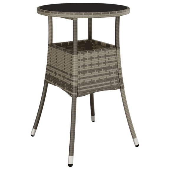 Casafoyer Patio Table 23.6"x29.5" Tempered Glass and Poly Rattan Gray