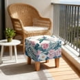 thumbnail image 4 of SCRAWLGOD Hummingbird Daisy Floral Leaf Print Ottoman Cover Square Storage Ottoman Slipcover Thick Stretchable Footrest Stool Covers with Elastic Band for Pets, Machine Washable, 4 of 7