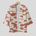 thumbnail image 4 of Camisas s Para Hombre Interior Cárdigan de manga larga Semi de primavera y verano para hombre, camisa sin cuello estampada con estampado completo (Red, S), 4 of 5