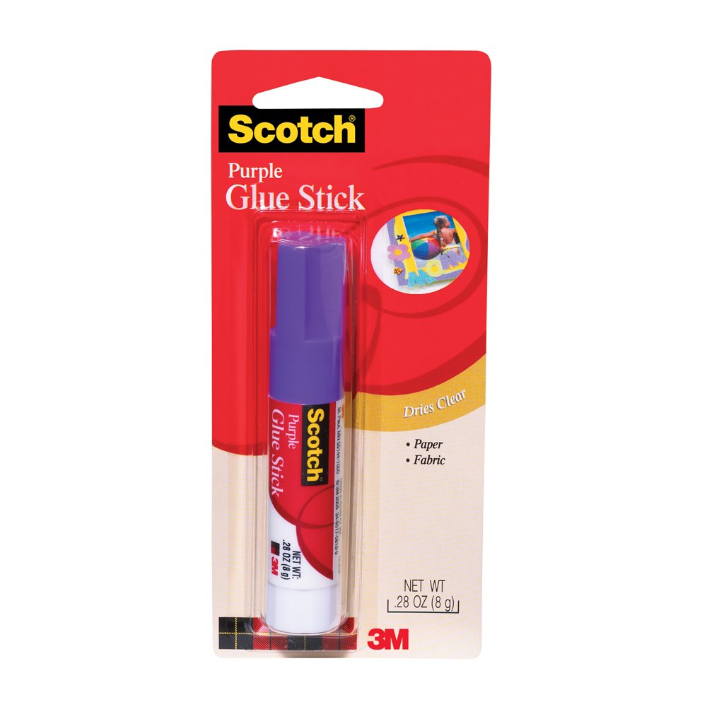 3M Scotch Permanent Glue Stick, Purple, .25 oz.