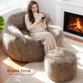 thumbnail image 5 of Bean Bag Chair Bean Bag Chairs for Adults Comfy Beanbag Chair with Spacious Design Giant Bean Bag Couch with Armrest Large Bean Bag Chair with Filler for Living Room Bedroom (Khaki), 5 of 8