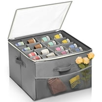 1 Pack Oxford Shoe Storage Box Shoes Closet Organizer with Adjustable Dividers, Fits 8-16 Pairs, Gray