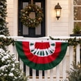 thumbnail image 4 of Christmas Half Circle Porch Banner, Red Green White Pleated Fan Bunting with Holiday Pattern, for Front Door Porch Balcony Railing Window Party Decoration, 35.43 x 17.72 Inch, 4 of 8