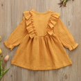 thumbnail image 4 of PENGXIANG Baby Autumn Clothes Solid Color O-Neck Flower Long Sleeves Ruffle Dress, 4 of 8