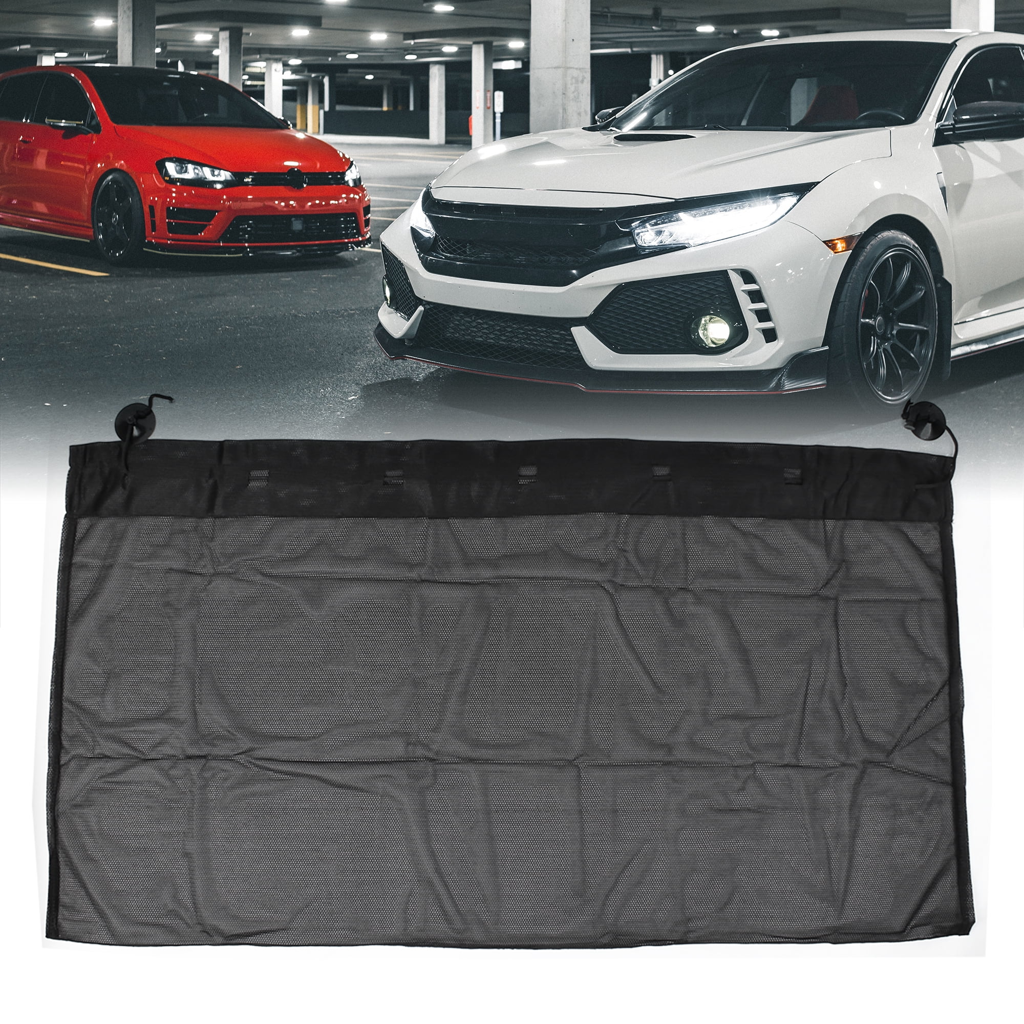 Unique Bargains 2 Pcs 100cm x 50cm Auto Car Window Side Folding Sun Shade Black