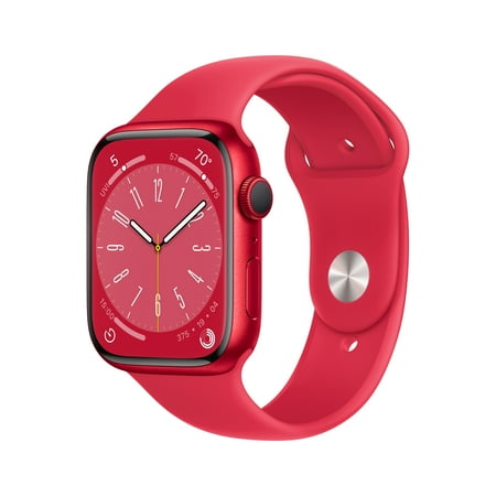 Apple Watch Series 8 GPS 45mm (PRODUCT)RED Aluminum Case with (PRODUCT)RED Sport Band - M/L. Fitness Tracker, Blood Oxygen & ECG Apps, Always-On Retina Display