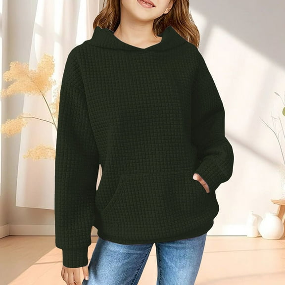LIUYUNNN Kids Hoodies for Boys Pullover Army Green Hooded Long Sleeve Pullover Tops Winter Clothes Girl Clothes 9-10 Years Boys Girls Fall Outfits