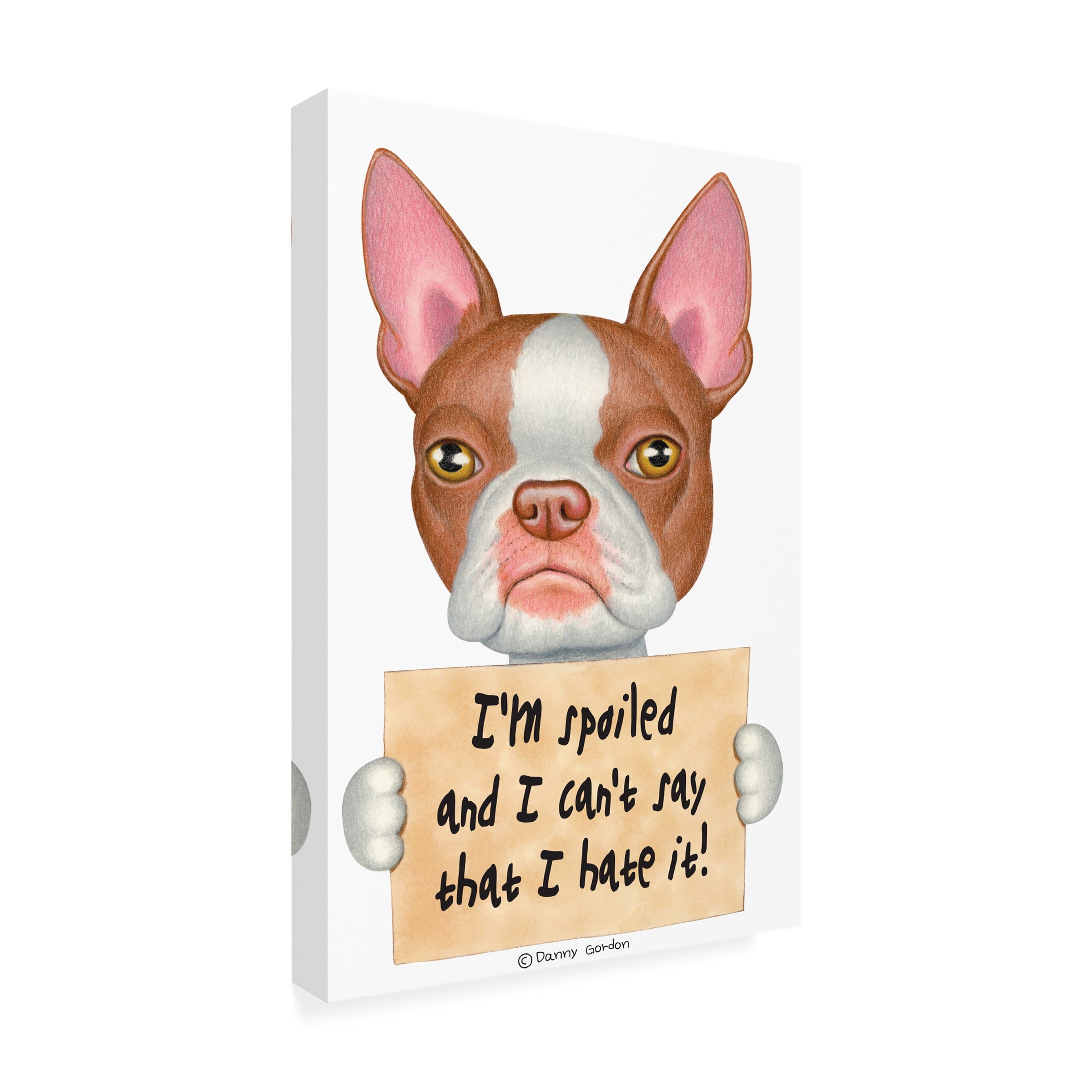 Danny Gordon Art 'Red Boston Terrier with Sign' Canvas Art