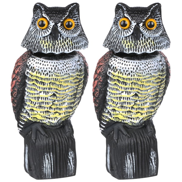 Yaheetech Realistic Owl Decoy Fake Owl Decoy Rotating Head Mice Bird