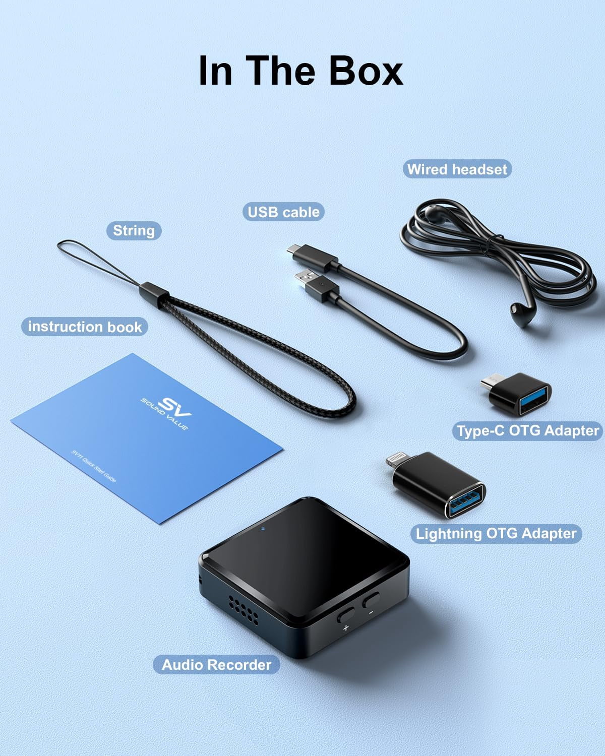 64GB (800 Hour) Digital Voice Activated Recorder with AI-Triple Noise Reduction, USB-C Magnetic Audio Recorder,Portable HD Microphone Sound Recording Device for Lectures Meetings Interviews