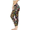 thumbnail image 3 of DISNIMO Skull Floral Printed Yoga Pants Leggings for Women Tummy Control High Waisted Workout Leggings Stretch Workout Yoga Pants for Sport, Black, M, 3 of 6
