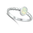 thumbnail image 4 of CHOOSE YOUR COLOR Elegant Oval White Simulated Opal Ring .925 Sterling Silver CZ Female Size 7, 4 of 4