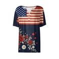 thumbnail image 6 of Youpwaven Women's Independence Day V-Neck Top, Patriotic 250th Anniversary American Flag Shirt, Floral Butterfly 4th of July Graphic Tee, Short Sleeve Henley Button Up Summer Apparel, 6 of 6
