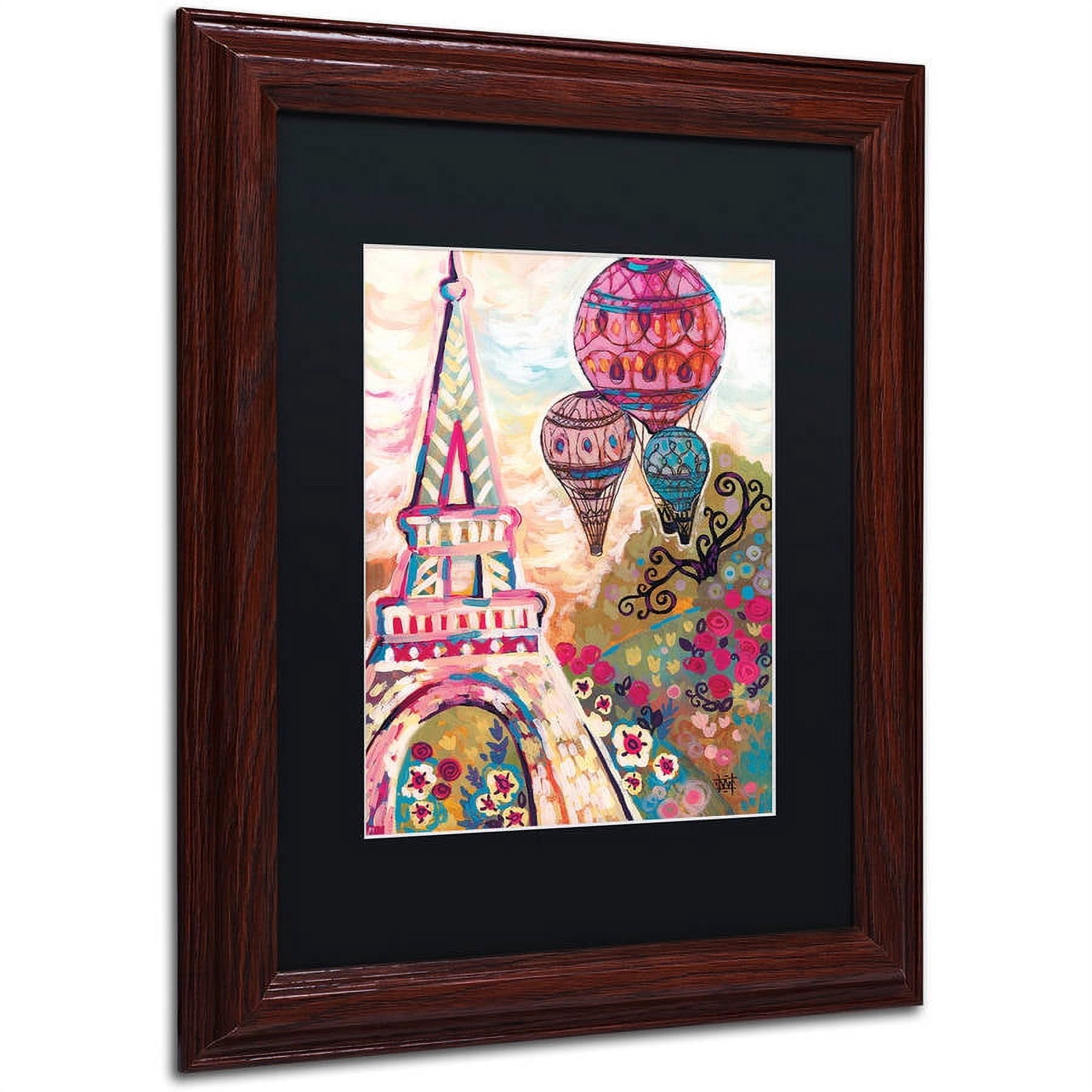Trademark Fine Art "Ballons Sur Paris" Canvas Art by Natasha Wescoat, Black Matte, Wood Frame