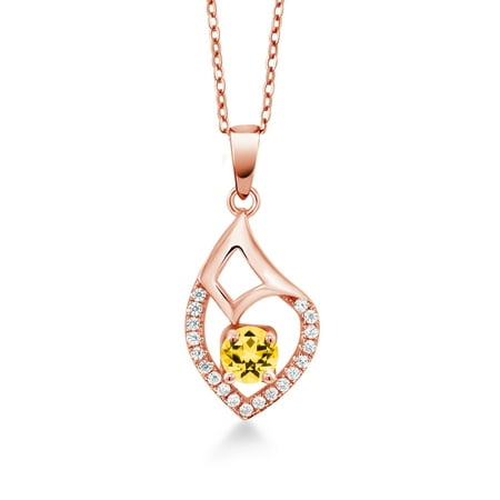 18k Honey - 18K Rose Gold Plated Silver Pendant Set with Round Honey Topaz from Swarovski
