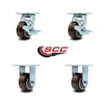 thumbnail image 2 of Tool Box Caster Wheel Set – 4 Inch Maroon Polyurethane Swivel Casters – SCC, 2 of 2