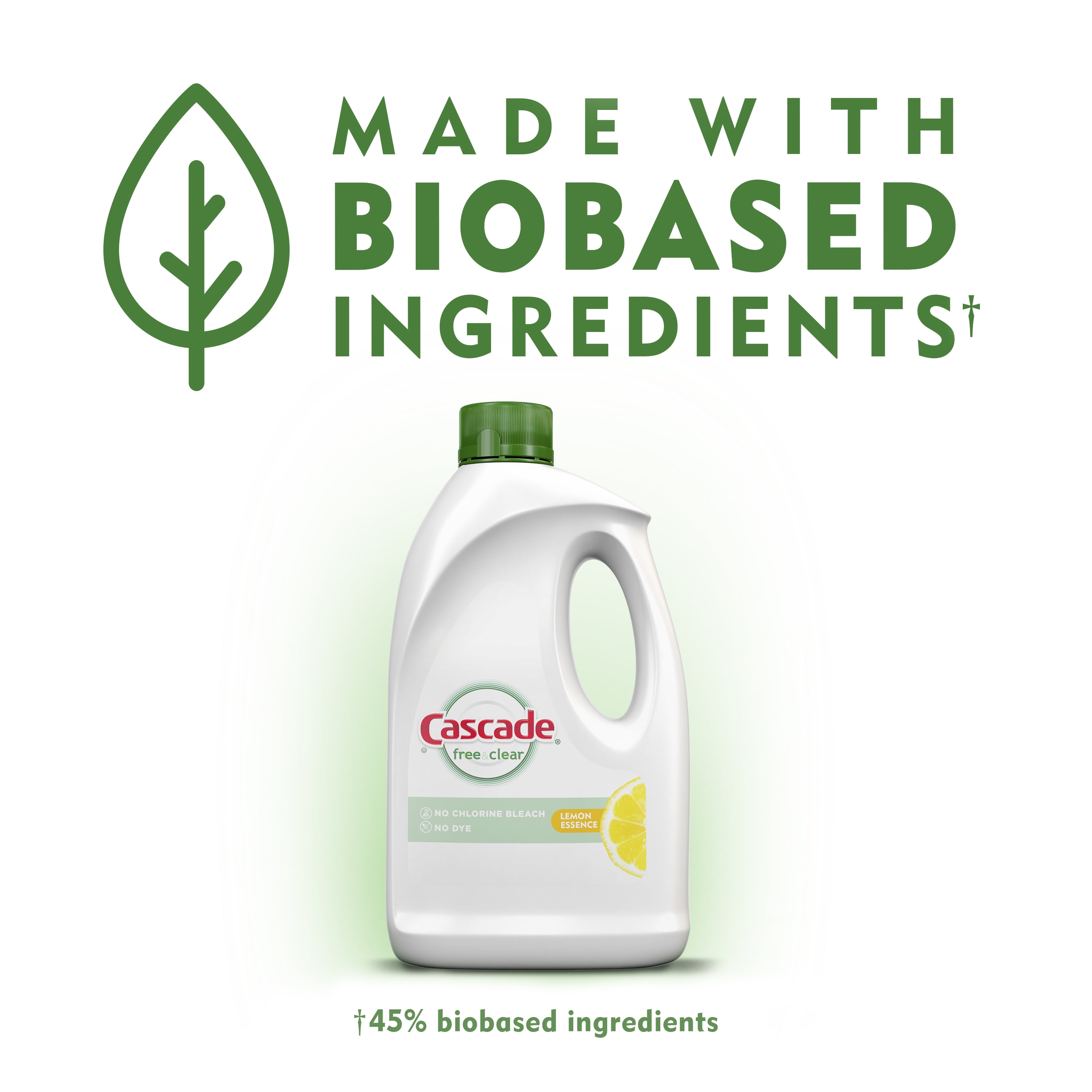 Cascade Free & Clear Dishwasher Detergent, Lemon Essence, 60 fl oz