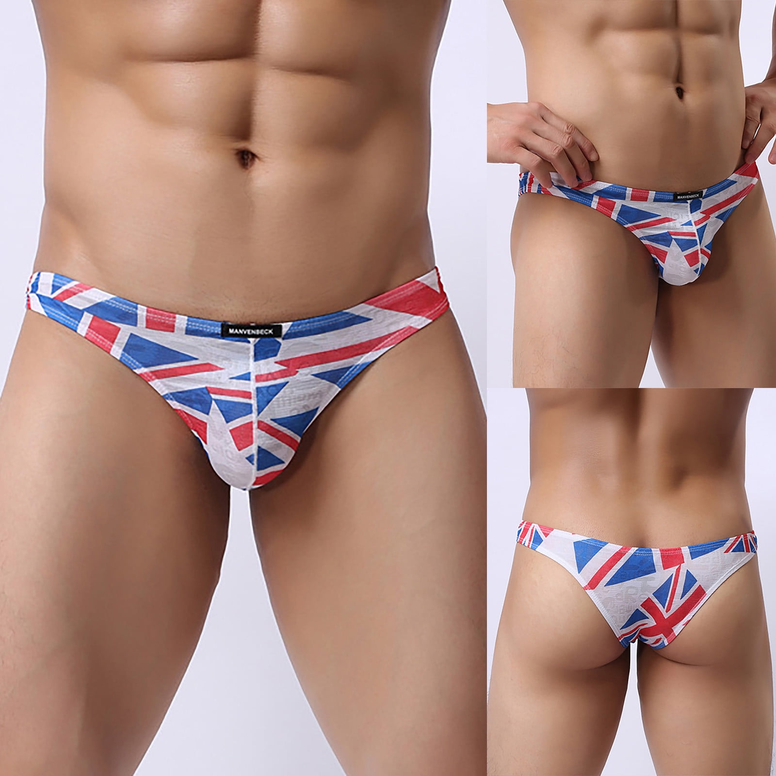 sanbonepd Men Softty Mesh Print Underpants Knickers Briefs Low Waist