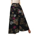 thumbnail image 2 of Leesechin Khaki Pants for Women Casual Floral Printed Bandage Elasty Maxi Wide Leg Trousers, 2 of 8
