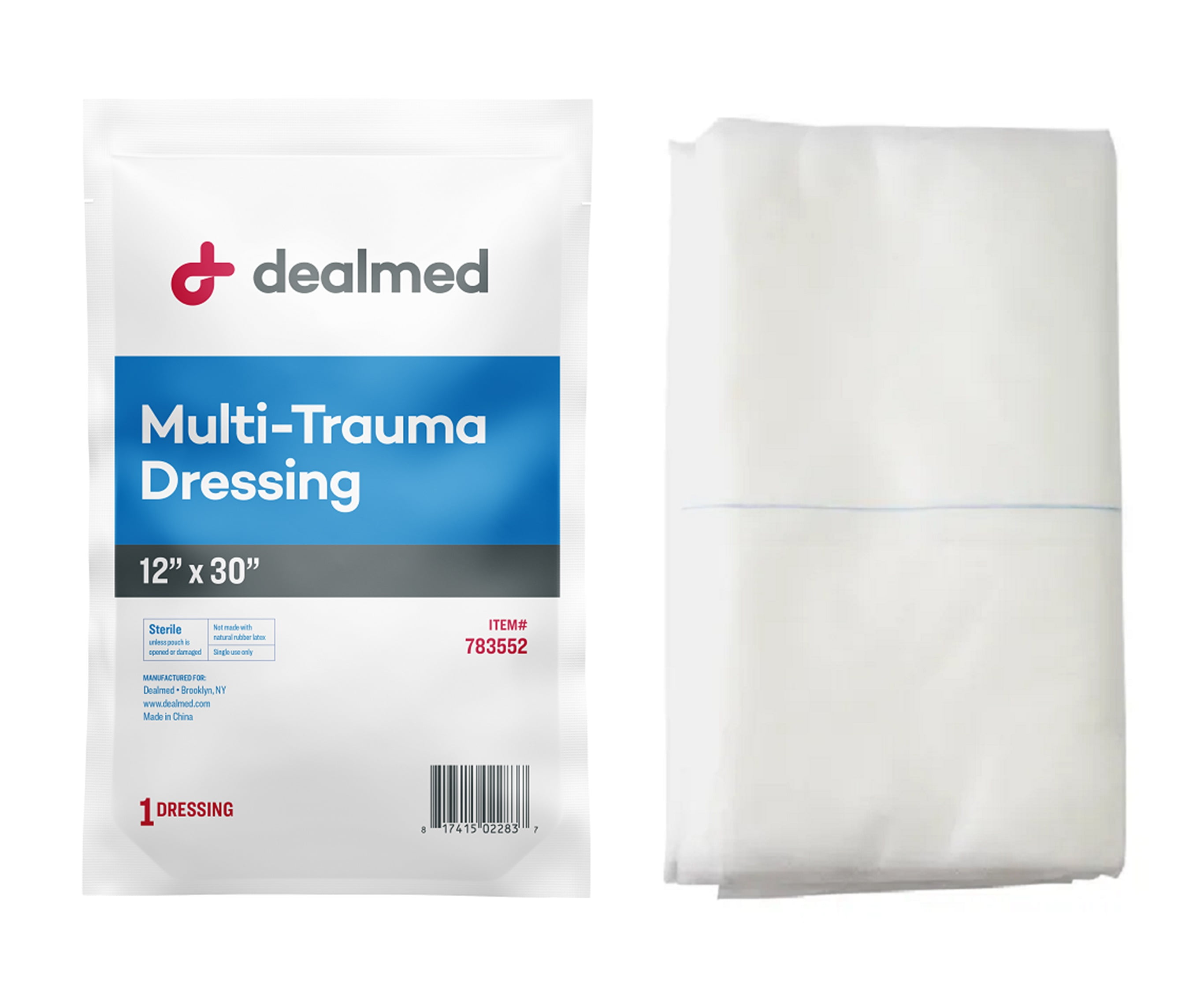 Dealmed 12" x 30" MultiTrauma Dressing Sterile Emergency Oversized