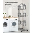 thumbnail image 3 of SONGMICS Tendedero, Tendedero Plegable de 4 Niveles, Asas Plegables, con Ruedas, 63.5 x 128 x 173 cm, Interior y Exterior, Gris MLLR701G01, 3 of 8