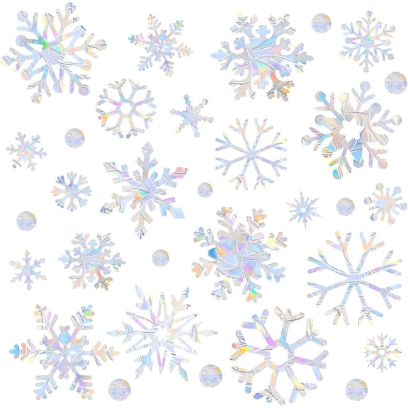 216pcs Christmas Snowflake Window Clings for Glass Windows Decorations, 8 Sheets Iridescent Static Snowflake Window Decal Stickers for Christmas Windows Decor