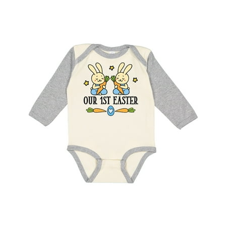 

Inktastic 1st Easter Twin Boys Bunny Gift Baby Boy Long Sleeve Bodysuit