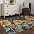 thumbnail image 4 of Sunflowers Rustic Area Rugs 2.7x5 for Living Room, Spring Summer Pastoral Flowers Black Non Slip Washable Rug Runner, Low Pile Indoor Floor Carpet Mat Bathroom Rugs for Bedroom, Kids Room, 4 of 9