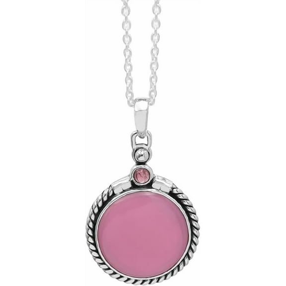 Tourmaline and Pink Opal Pendant Necklace 925 Sterling Silver for Women with 18 Inches Cable Chain