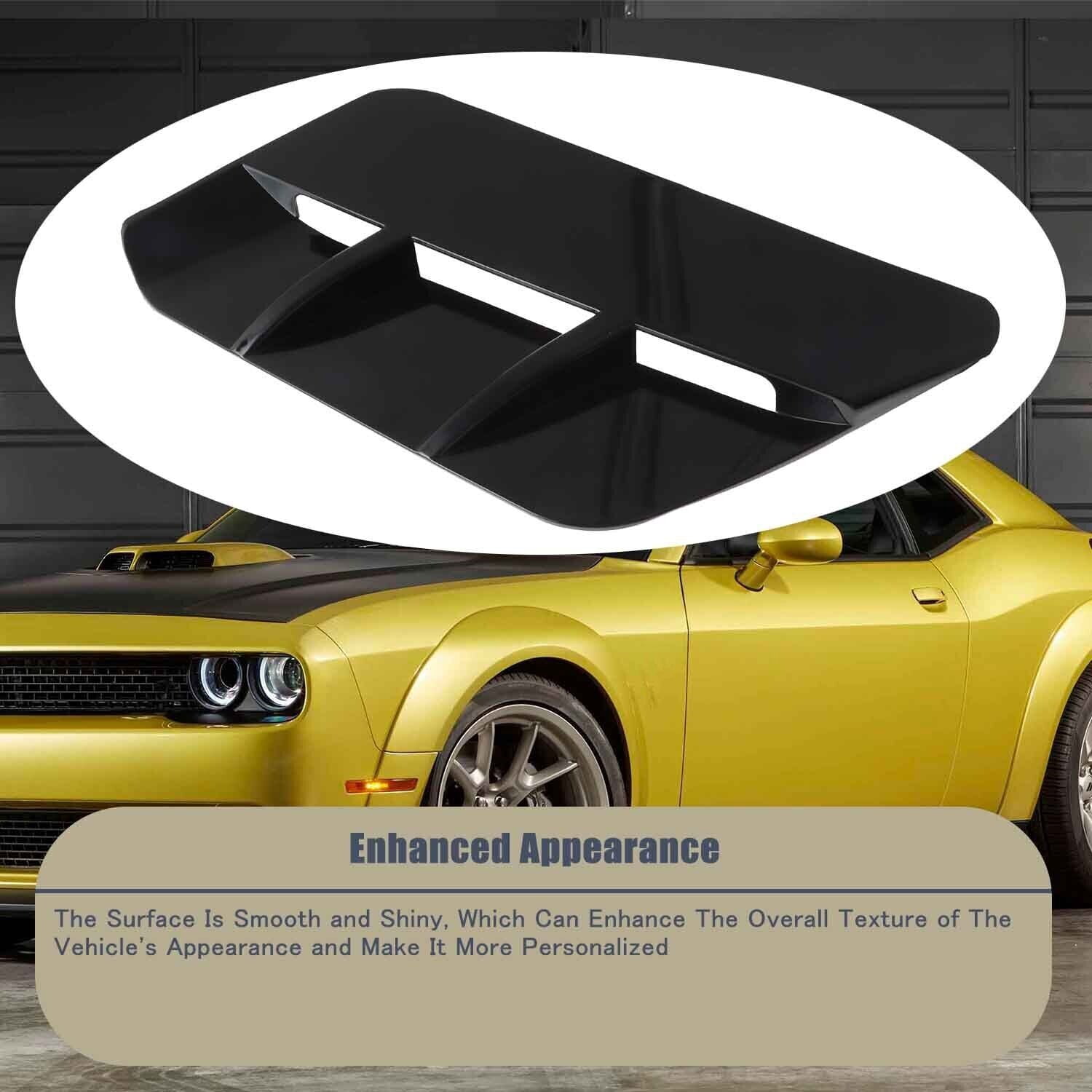 Black Matte Engine Hood Air Outlet Vent Cover Trim For Challenger 2015-2020