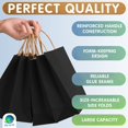 thumbnail image 3 of Black Kraft Paper Bags with Handles Bulk, 16 x 6 x 12 Inch. Pack of 250 Kraft Paper Gift Bags with Handles. 150 GSM Kraft Bags with Handles. Paper Shopping Bags with Handles. Gift Bags, 3 of 7