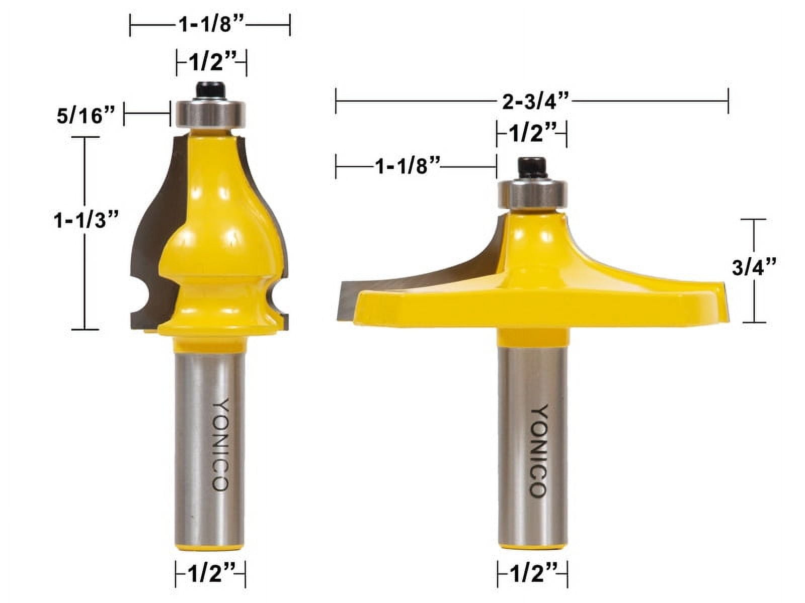 Yonico 2 Bit Handrail Router Bit Set - Standard/Bead 18222
