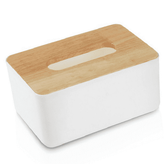 Mictong wooden rectangular tissue box, used for disposable paper face towels, for storage in bathroom, bedroom, dressing table, countertop, white, 1 piece