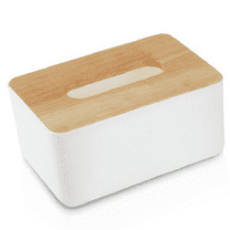 Mictong wooden rectangular tissue box, used for disposable paper face towels, for storage in bathroom, bedroom, dressing table, countertop, white, 1 piece