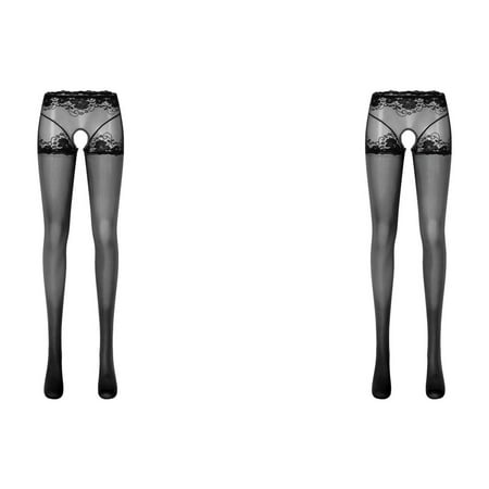 Wijhcboe 2 Pack Womens Sexy Lingerie Women plus Size with Zipper Oil Glossy Crotchless Pantyhose plus Size Bustier for Women Lingerie Stockings Stretchy Tights Sports Lingerie Sparkly Garter Belt Se