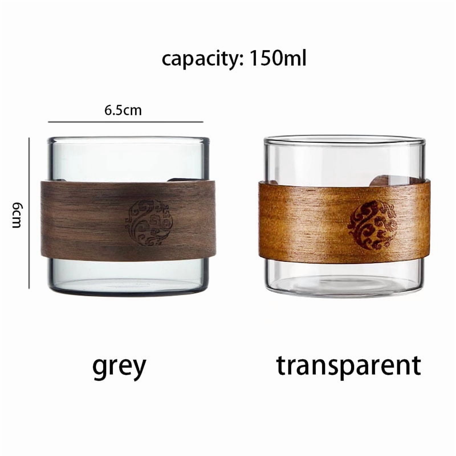 6pcs Heat-resistant Glass Tea Cup Set Of 150ml Home Coffee Espresso Mug With Scald Proof Wooden Holder Kungfu Tea Master Set