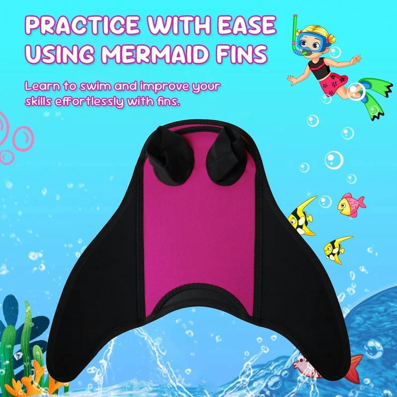 Kids Mermaid Swim Fins, Lightweight Adjustable Monofin Snorkeling Tail Fin for Pool Training and Swim Practice