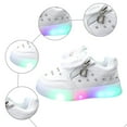 thumbnail image 4 of Dakaela Boys Girls Light up Shoes Toddler Baby LED High Top Sneakers 12-18 Months 3T 4T 5T Bowknot Walking Ankle Boots White 6.5, 4 of 5