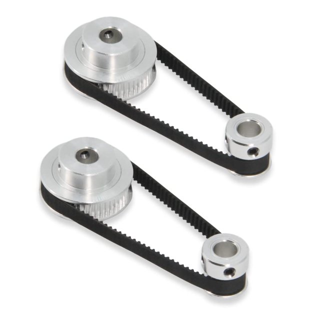 Zeberoxyz Juego de 2 poleas de sincronización de aluminio GT2 de 20 y 48 dientes con 2 piezas de longitud de 200 mm de ancho y correa de 6 mm (20-48T-8B-6)