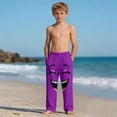 thumbnail image 6 of Boys Lounge Pants with Funny Smiley Face Graphic - Soft Kids Sweatpants for Casual Wear, Comfortable Stretch Bottoms with Pockets, Purple, Sizes 4-14,Size 6 T, 6 of 9