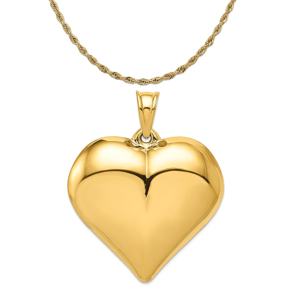 Beautiful Yellow gold 14K 14K Polished 3-D Heart Pendant