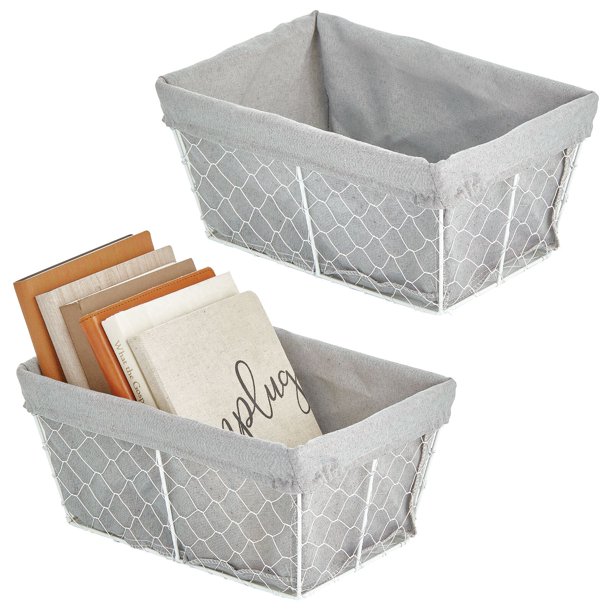 mDesign Medium Metal Farmhouse Home Storage Organizer Basket Chicken