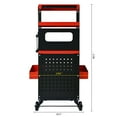 thumbnail image 4 of 4-Tier Diagnostic Tool Cart - Black &amp; Red, Steel, 16.9"x15.3"x46.8", Lockable, Rolling. Garage/Workshop Storage. Durable Powder Coat Finish, 360° Casters, 4 of 14